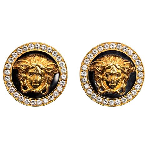 versace medusa earings|Versace enamel earrings.